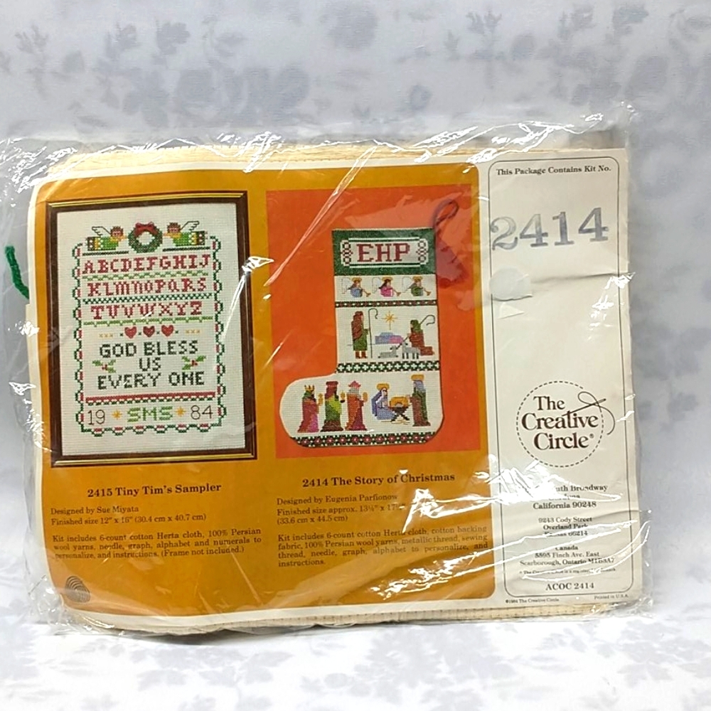 VTG 1984 The Story of Christmas Cross Stitch Set Holidays “The creative Circle”